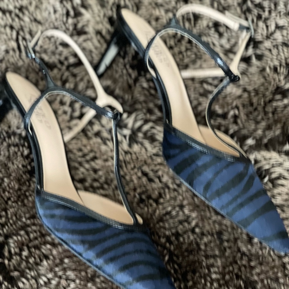 Franco Sarto Navy Zebra Slingback